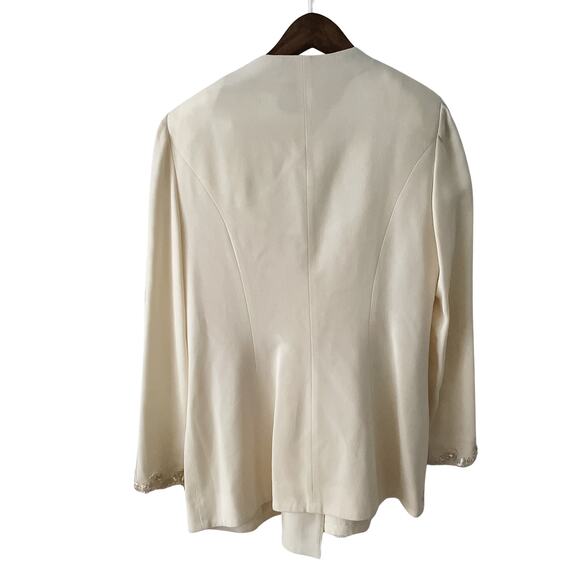 Vintage cream/ivory Sequin Lace Trim Evening Jacket Formal blazer size 10 medium - Picture 2 of 8